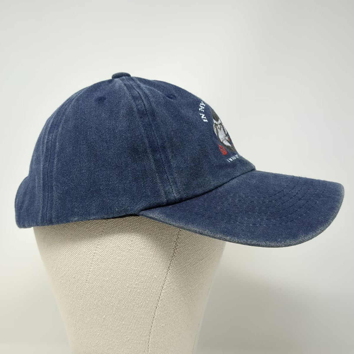 Blue Baseball Cap One Size Hat Monkey Smoking Cigar In My Defense Funny Quote