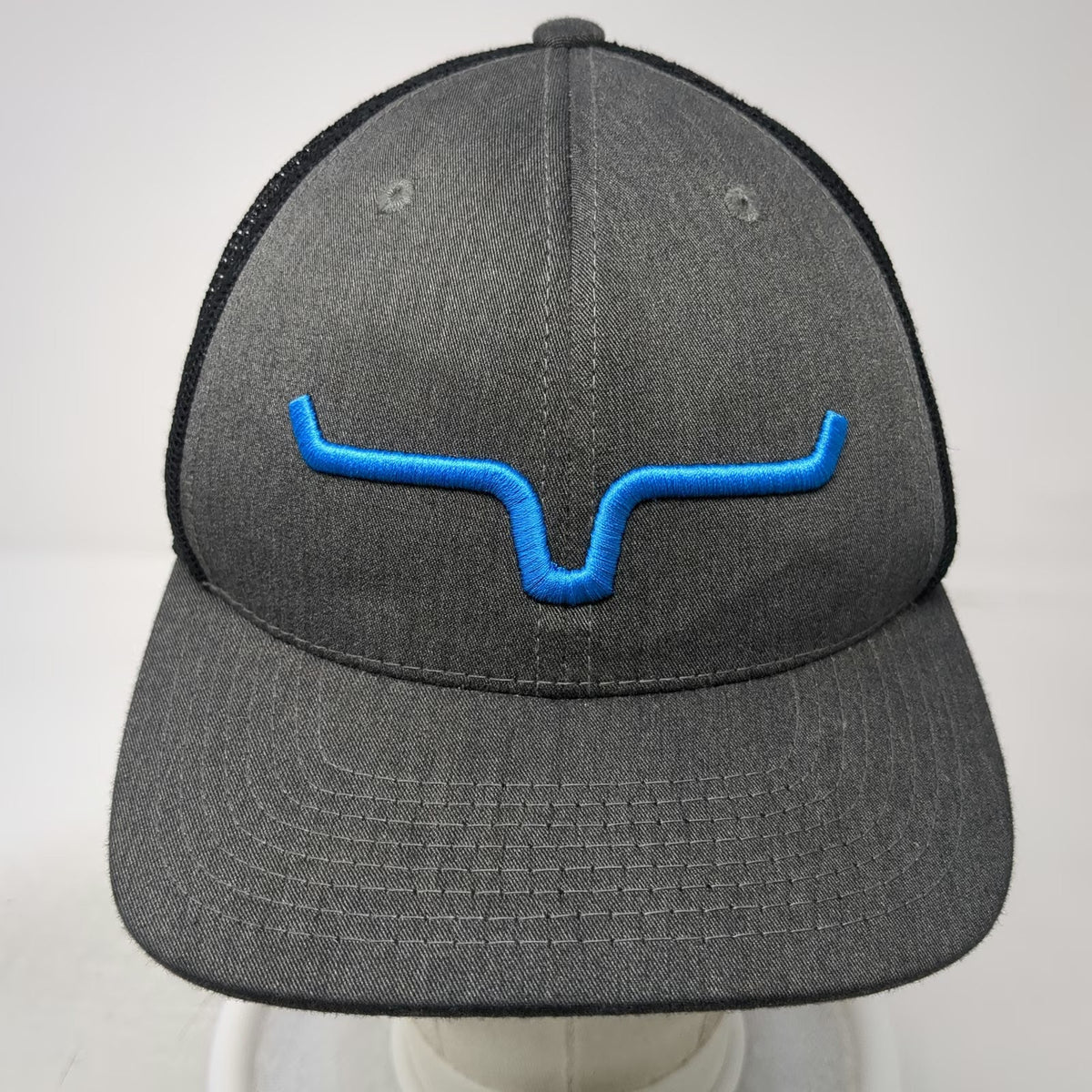 Kimes Ranch Trucker Hat Gray OSFM Blue Longhorn Logo Mesh Snapback Scottsdale