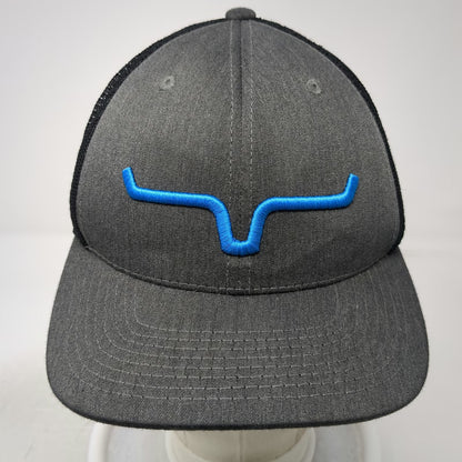 Kimes Ranch Trucker Hat Gray OSFM Blue Longhorn Logo Mesh Snapback Scottsdale