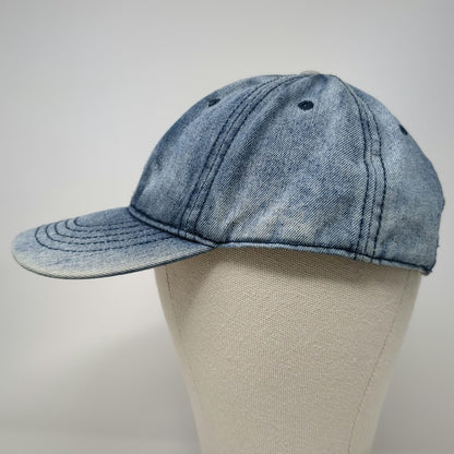 Baseball Cap Blue One Size Acid Wash Denim Strapback Adjustable Curved Brim Hat