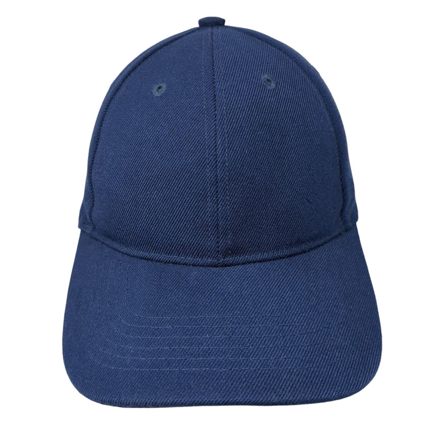 Unbranded Strapback Hat Blue One Size Adjustable Vented Holes 6 Panel Blank