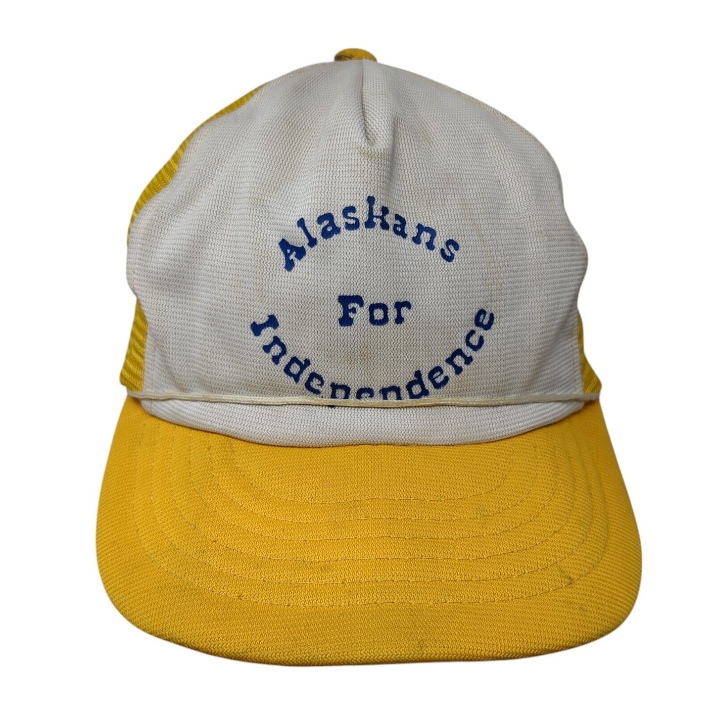 Alaskans For Independence Snapback Trucker Hat Yellow One Size Mesh Back Rope