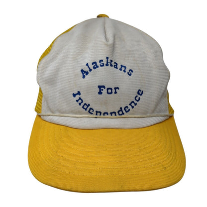 Alaskans For Independence Snapback Trucker Hat Yellow One Size Mesh Back Rope