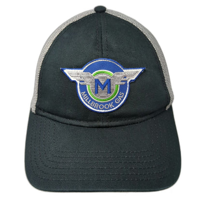 OTTO Trucker Hat Black One Size Millbrook Gas Patch Mesh Snapback Workwear Cap