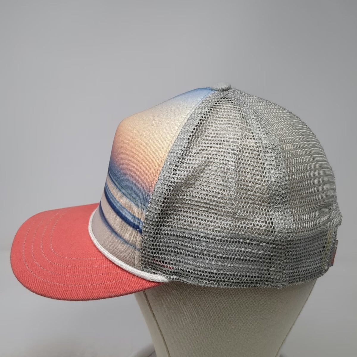 Pistil Trucker Hat Gray One Size Sunset Gradient Mesh Snapback Rope Brim Hat