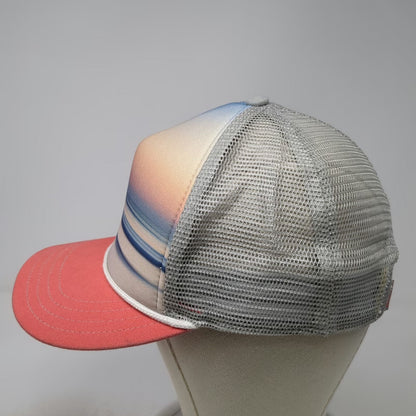 Pistil Trucker Hat Gray One Size Sunset Gradient Mesh Snapback Rope Brim Hat