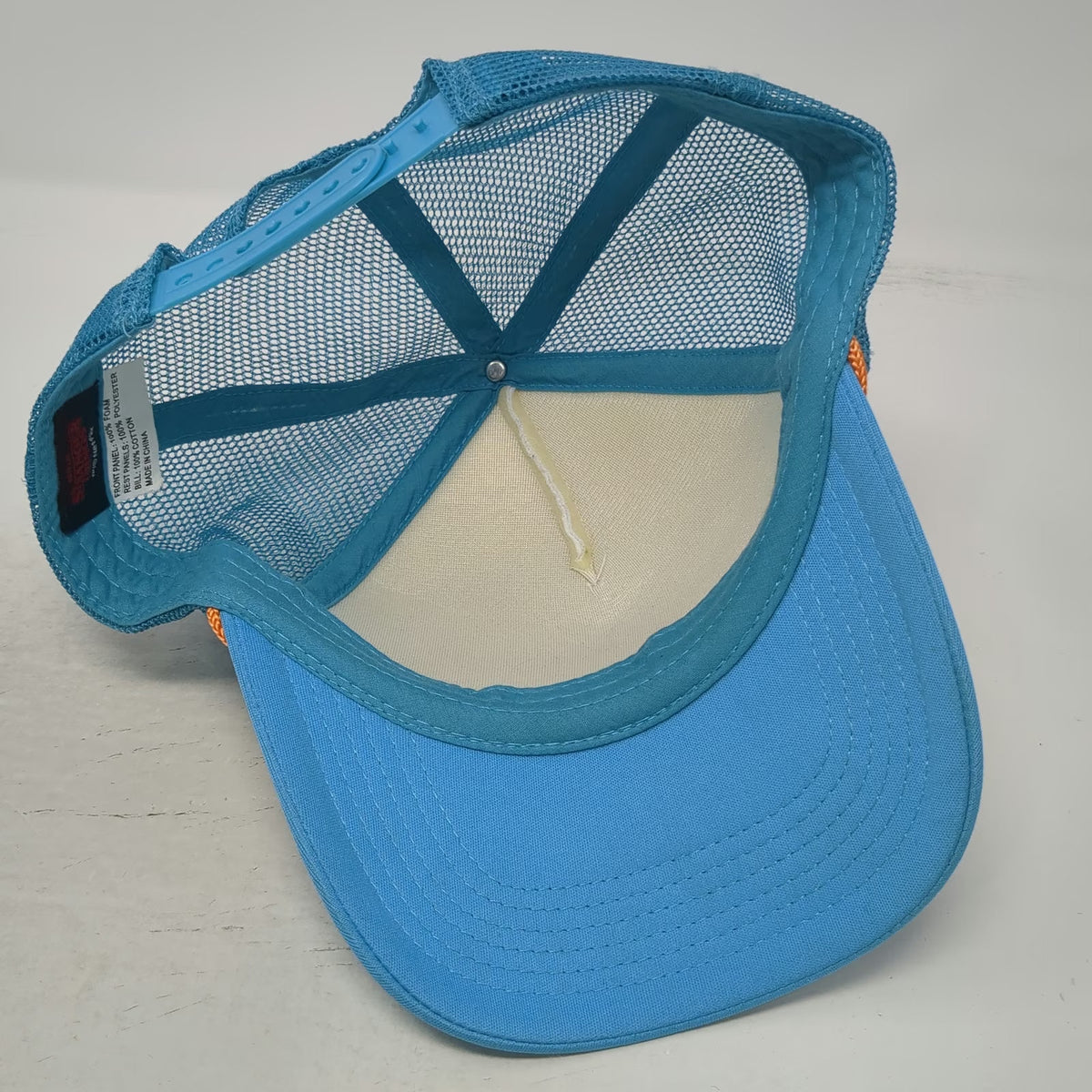 Netflix Stranger Things Thinking Cap Blue Trucker Hat OSFM Snapback Mesh Foam