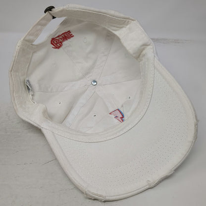 Bowie Baseball Cap White One Size Distressed Brim Embroidered Lightning Bolt Hat
