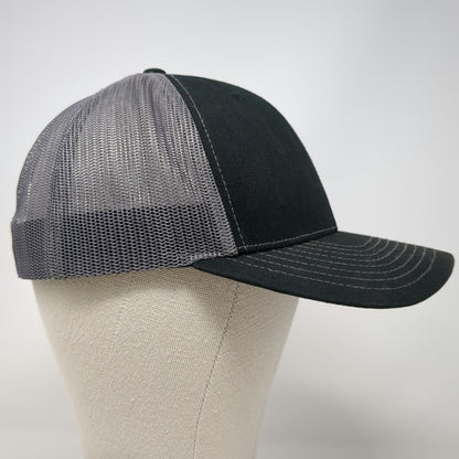 Richardson Trucker Hat Black OSFM Leather Patch Lazy Ranch Gray Mesh Snapback