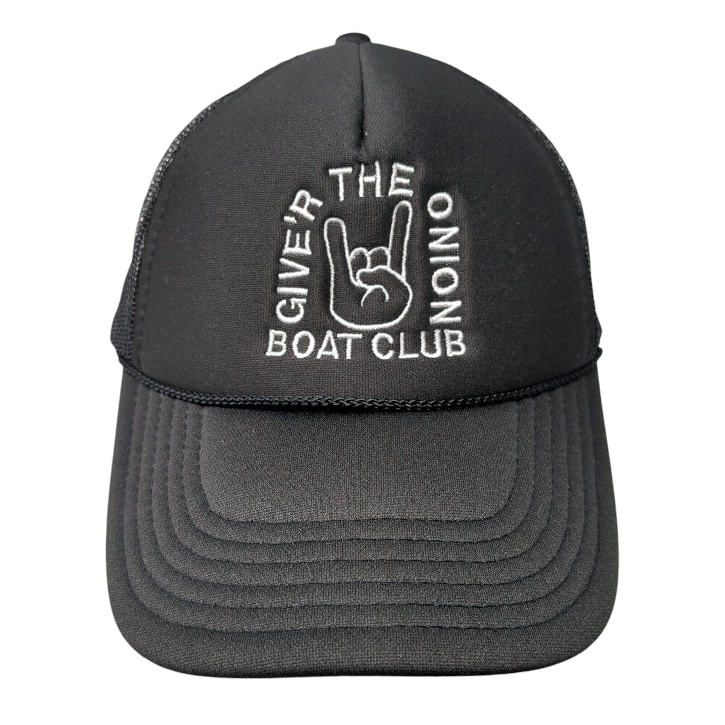 Give'r The Onion Boat Club Snapback Trucker Hat Black OS Adjustable Mesh Otto
