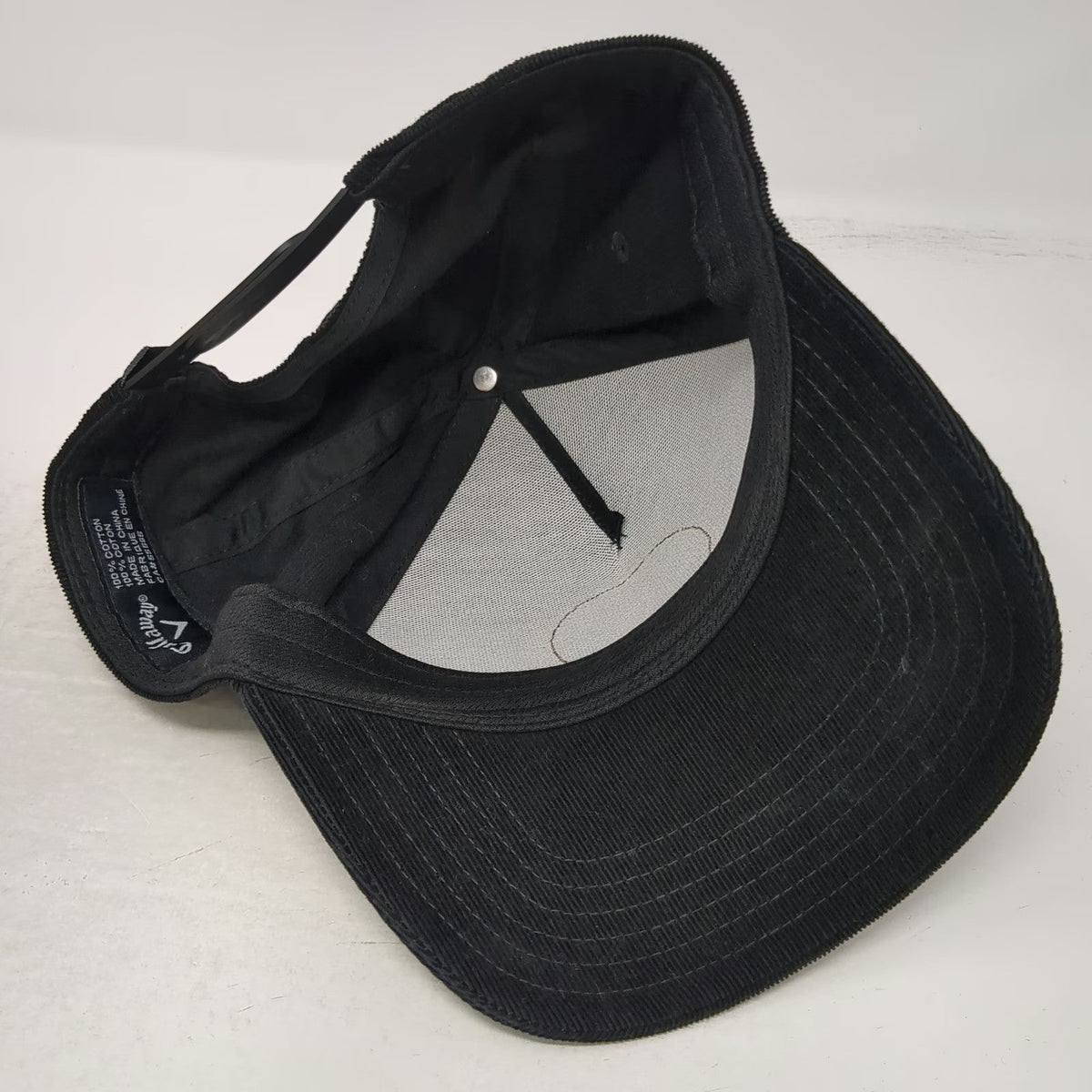 Callaway 5 Panel Black Hat One Size Snapback Corduroy Golf Carlsbad Logo Patch