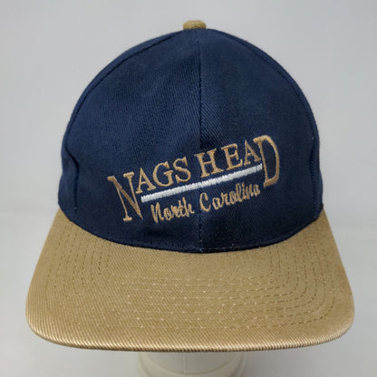 JHats Men's Hat Blue Tan Size Adult Embroidered Nags Head North Carolina Logo