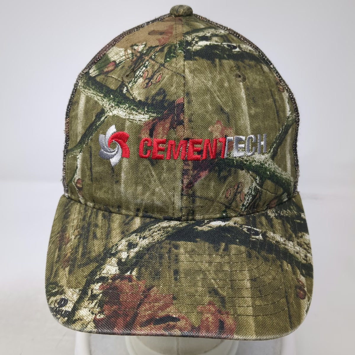 Outdoor Cap Baseball Green Red One Size Camo Cementtech Logo Mesh Strapback Hat