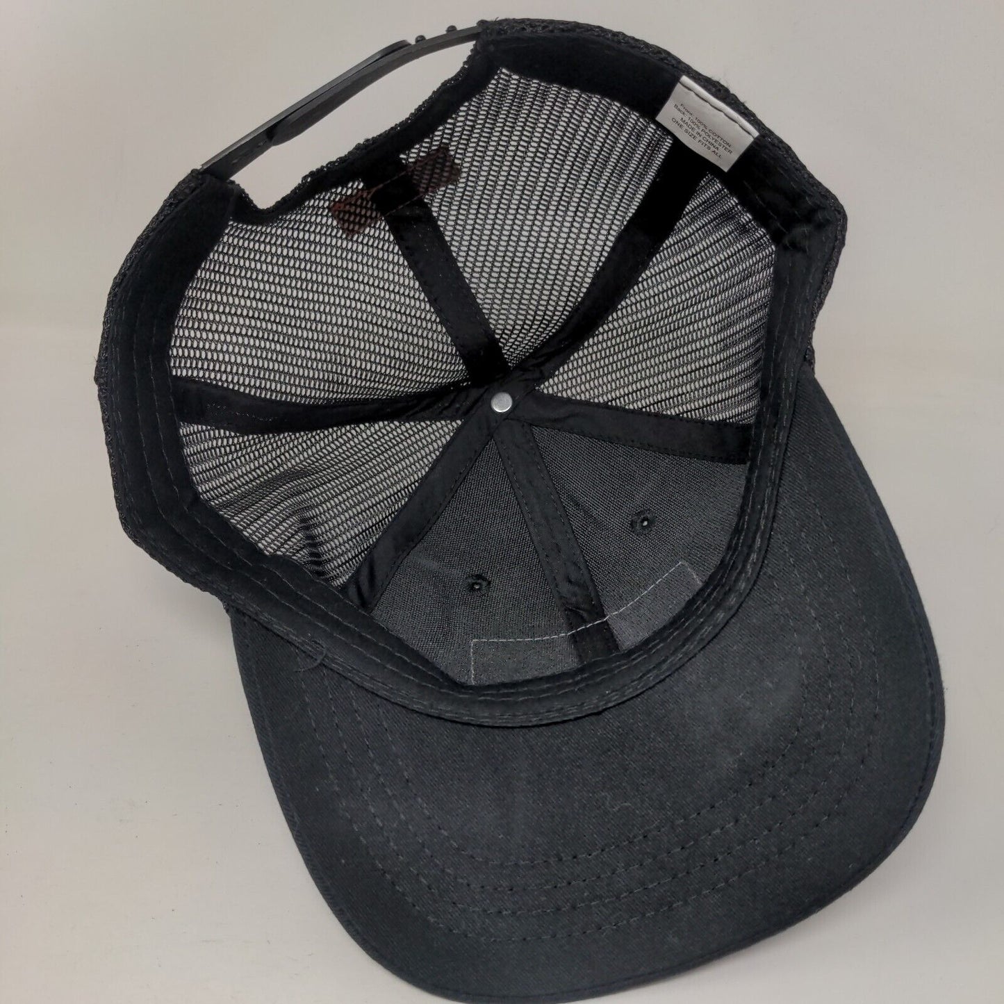 Camp Chef Leather Patch Snapback Trucker Hat Black OSFA Mesh Back