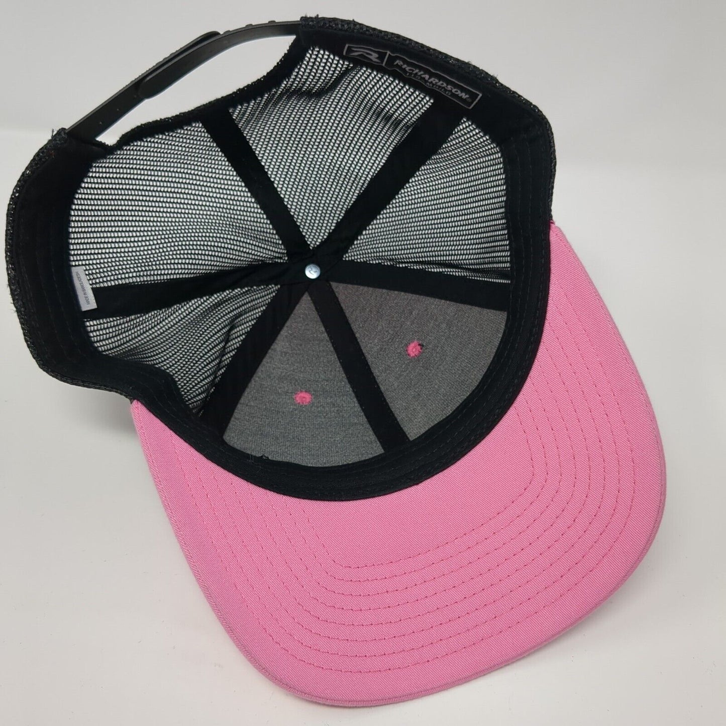 Richardson Snapback Trucker Hat Pink M/L Embroidered Logo Colorblock