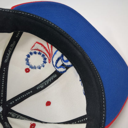 Mitchell & Ness Philadelphia 76ers NBA Snapback Hat White Red Blue One Size