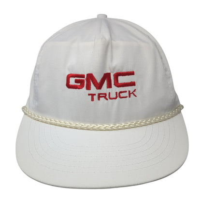 GMC Truck Snapback Cap White One Size Adjustable Embroidered Rope 6 Panel DA