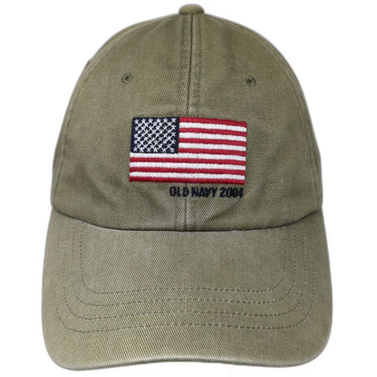 Old Navy Baseball Cap Green M American Flag 2004 Strapback Cotton Hat