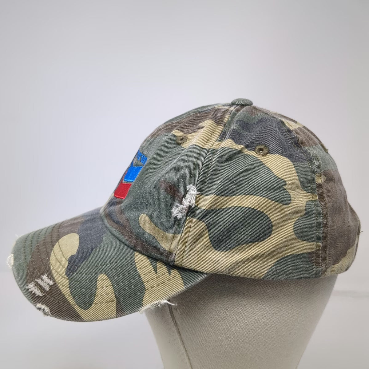 District Threads Baseball Cap Green Camo OSFM Distressed Chevron Salt Lake Hat