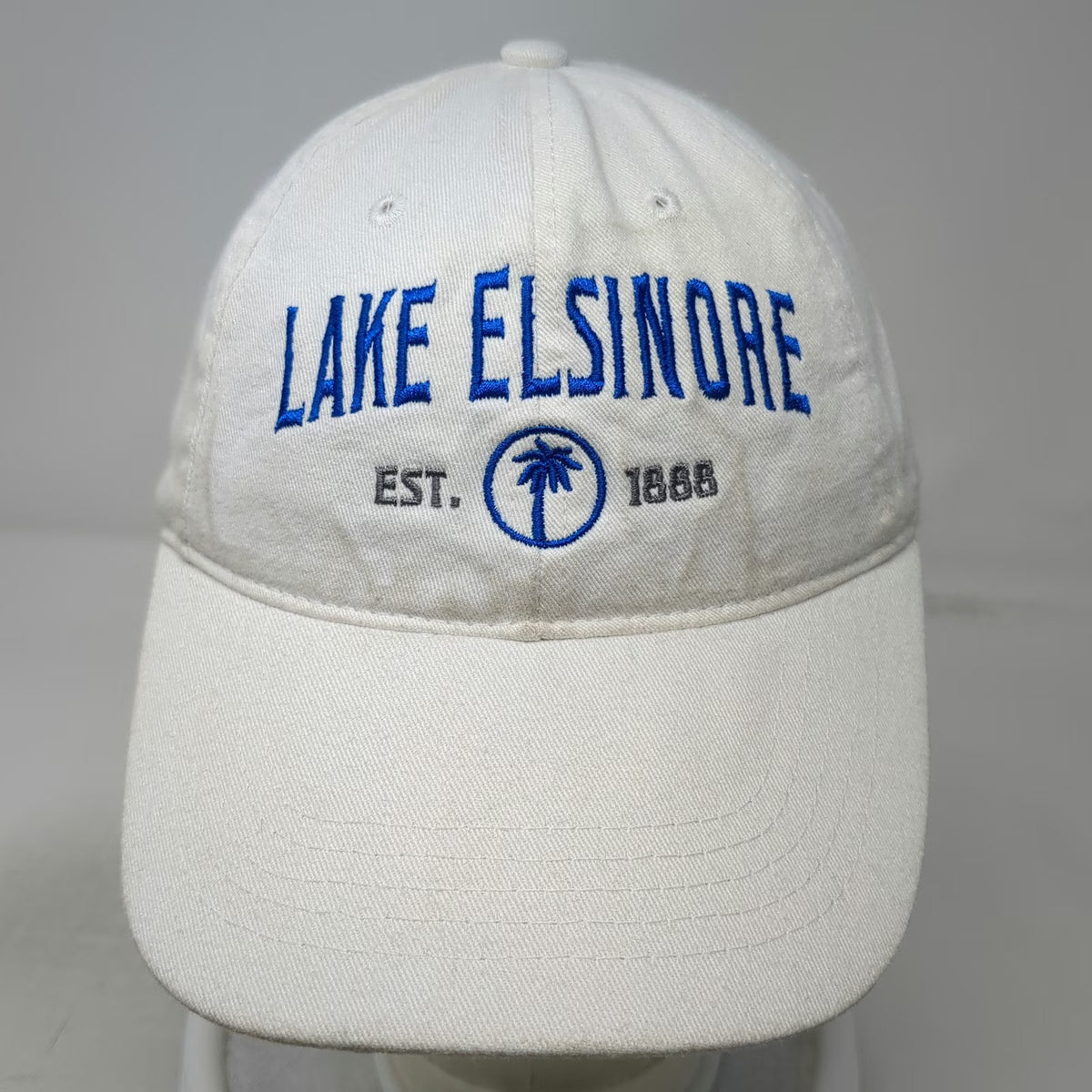 Baseball Cap White One Size Lake Elsinore Palm Tree 1888 Slideback Souvenir Hat