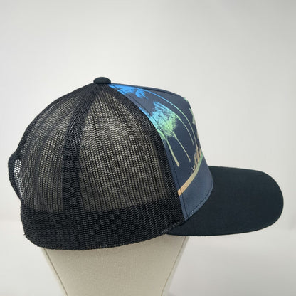 Rip Curl Trucker Hat Black Blue Green One Size Palm Trees Mesh Snapback Surf