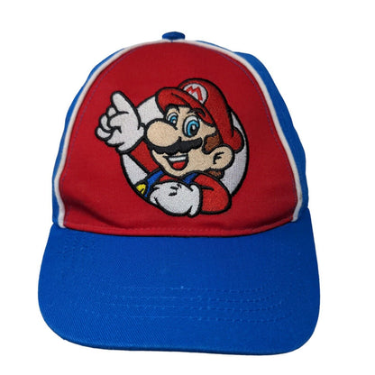 Super Mario Boy's Snapback Hat Blue Red Embroidered Logo Adjustable