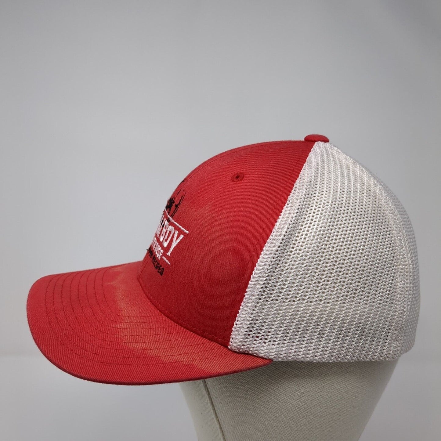 Farmboy Smokehouse Original Farm Recipes Fitted Trucker Hat Red OS Flexfit Mesh