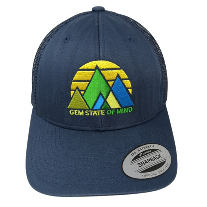 Gem State of Mind Snapback Mesh Back Trucker Hat Blue One Size Yupoong