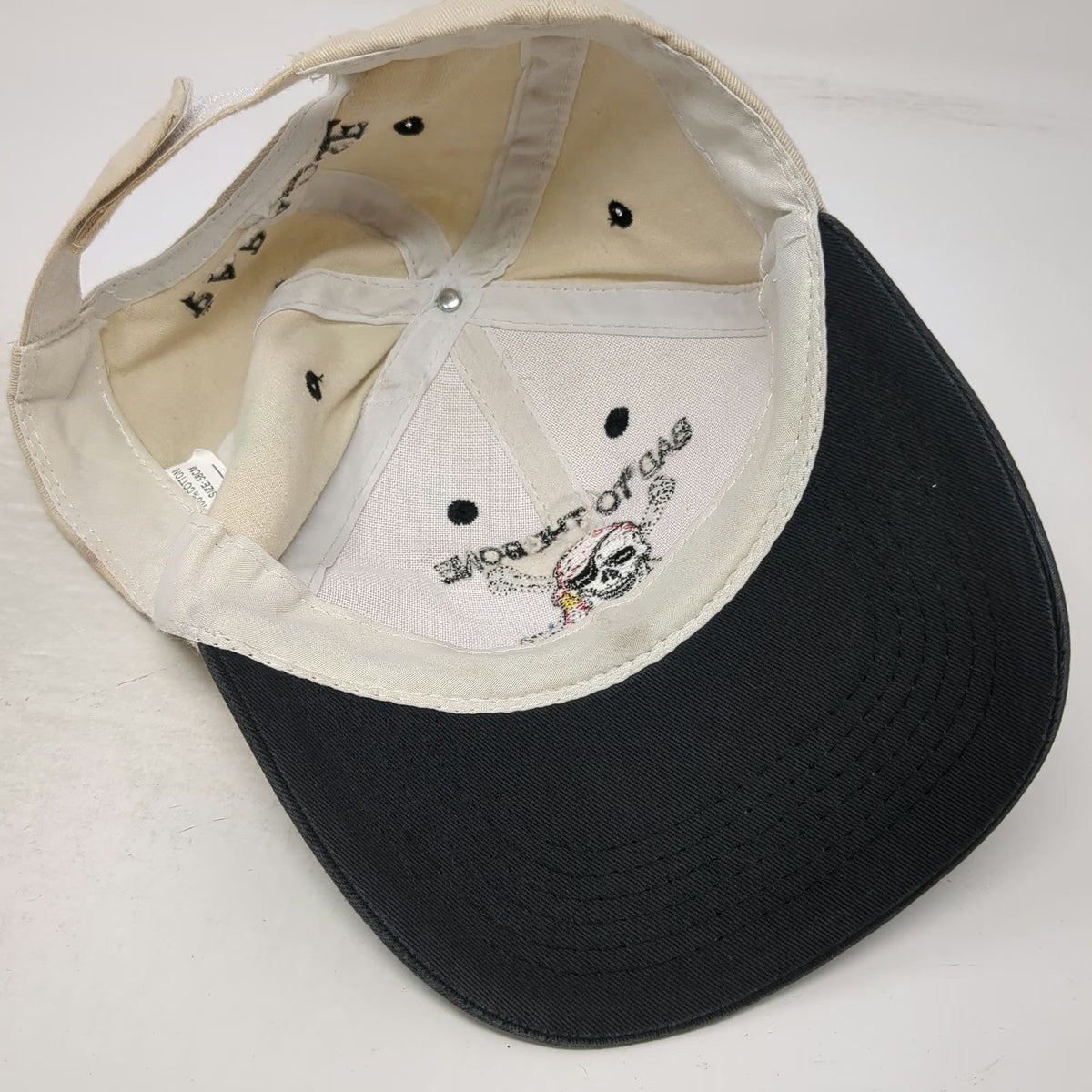 Baseball Cap Beige Black One Size Strapback Pirate Skull St Thomas USVI Hat