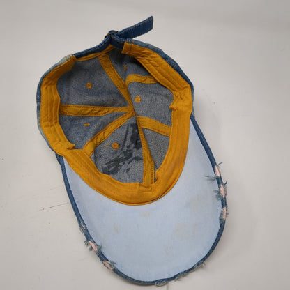 Rhinestone Bling Slideback Hat Blue One Size Adjustable Denim Studded