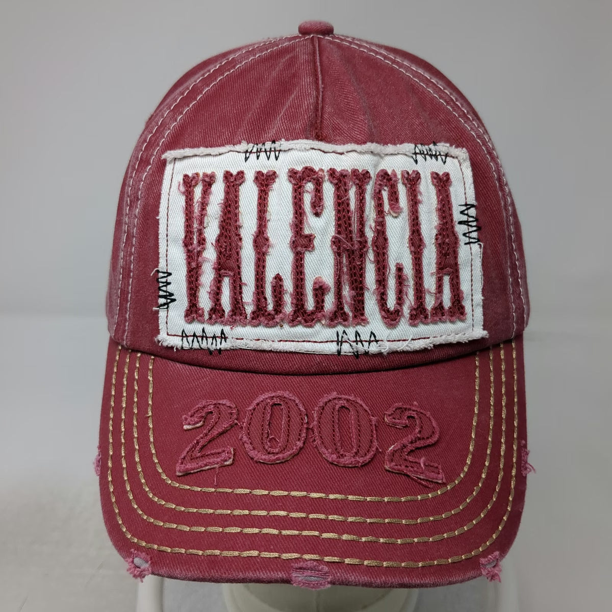 Jumi 5 Panel Red One Size Valencia 2002 Embroidered Cotton Patch Strapback Hat