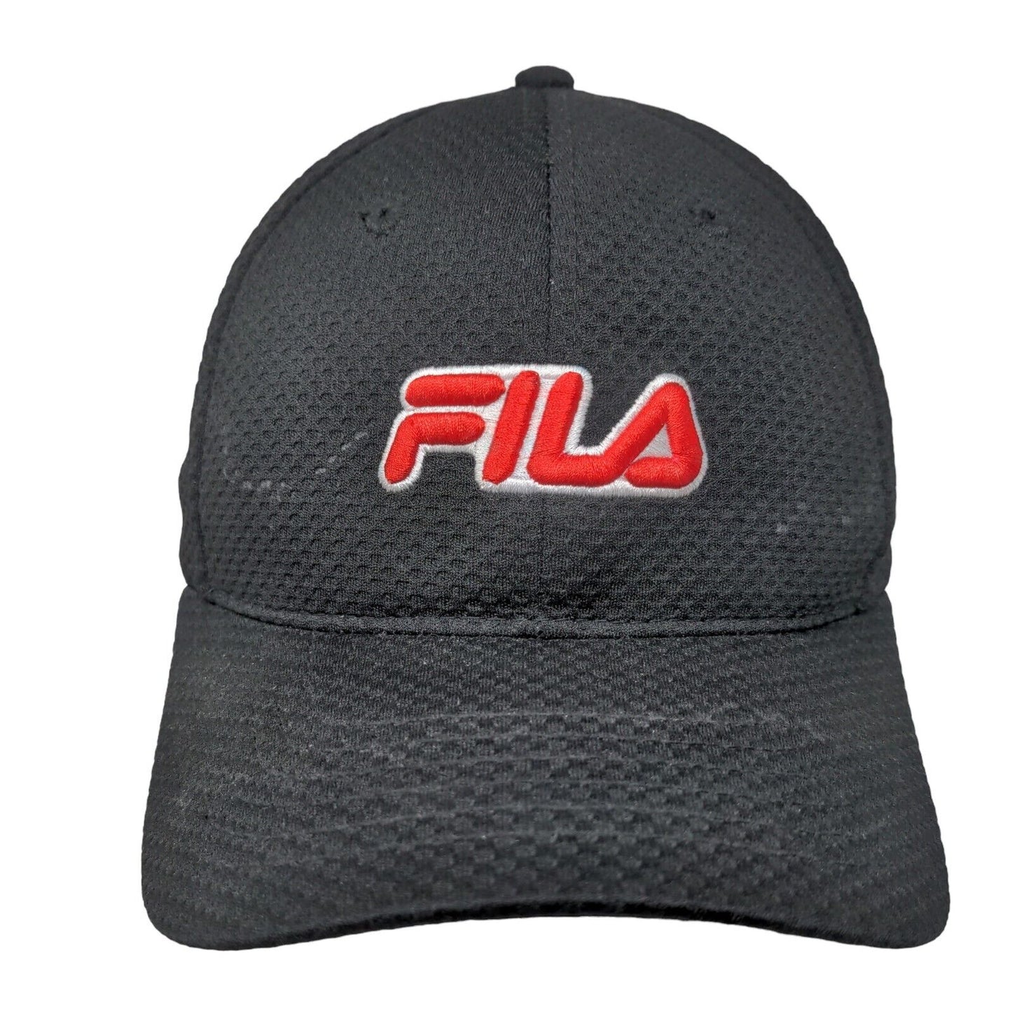 FILA Snapback Hat Black One Size Adjustable Embroidered Breathable Polyester