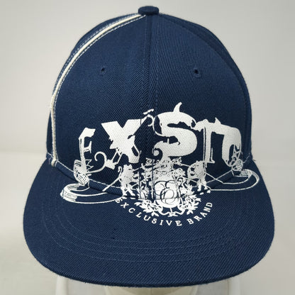 Exsto Baseball Cap Blue 7 1/4 Contrast Stitching Flat Brim Graphic Hat