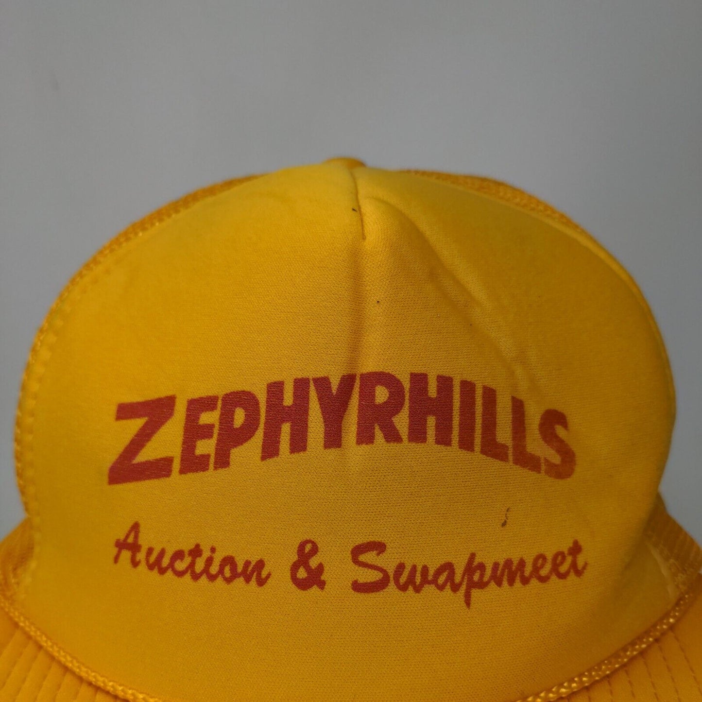 Zephyrhills Auction & Swapmeet Snapback Rope Trucker Hat Yellow OSFA Mesh Back