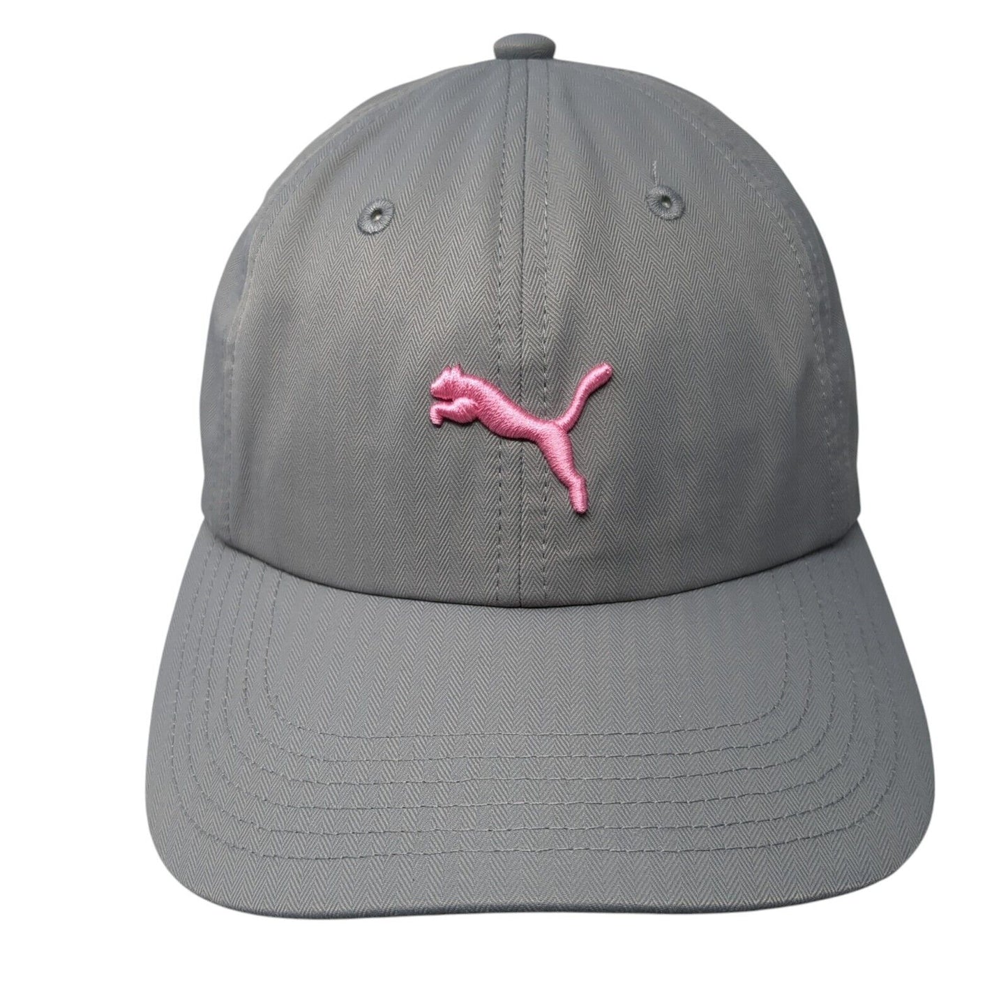 PUMA Slideback Hat Gray One Size Adjustable Embroidered Vented Holes 6 Panel