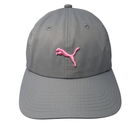 PUMA Slideback Hat Gray One Size Adjustable Embroidered Vented Holes 6 Panel