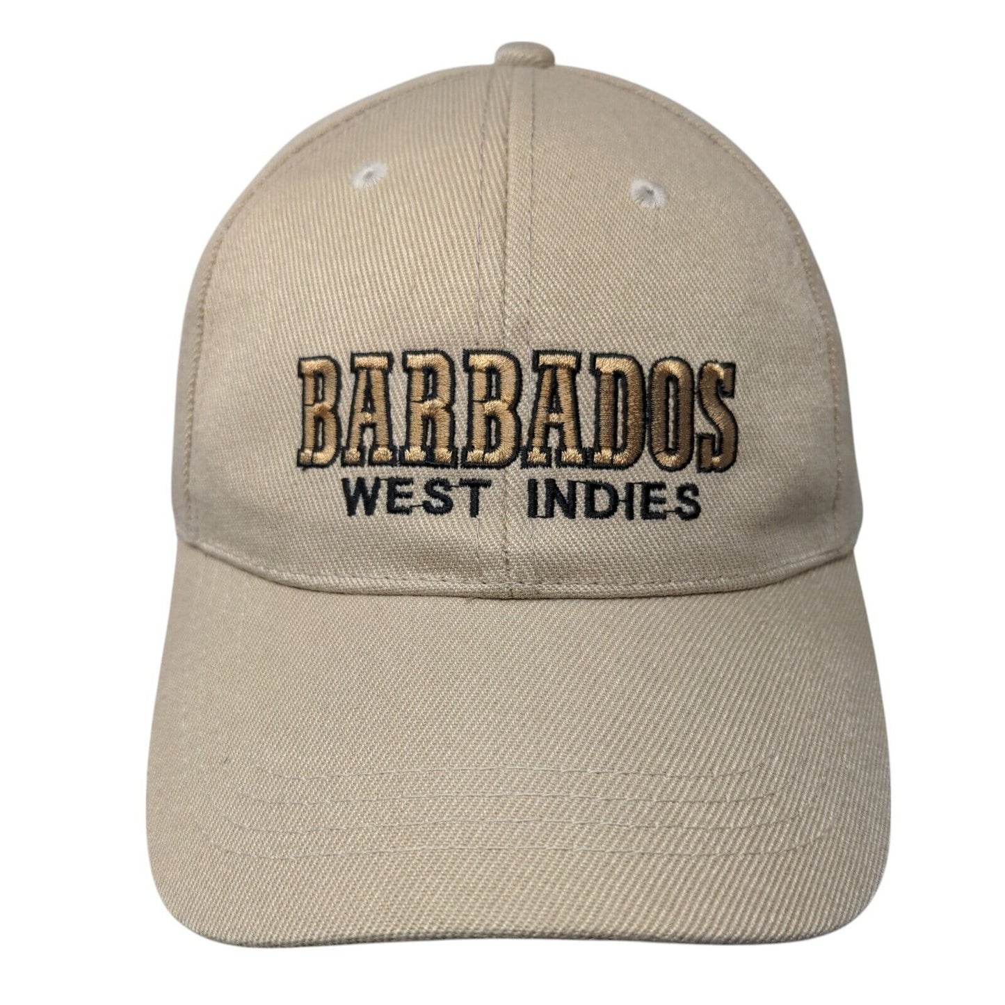 Barbados West Indies Strapback Hat Tan OSFA Adjustable Embroidered