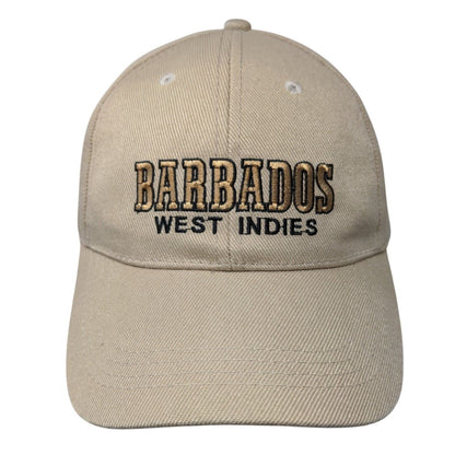 Barbados West Indies Strapback Hat Tan OSFA Adjustable Embroidered