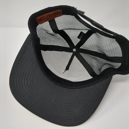 Weldwerks Brewing Snapback Trucker Hat Black One Size Adjustable Mesh Back