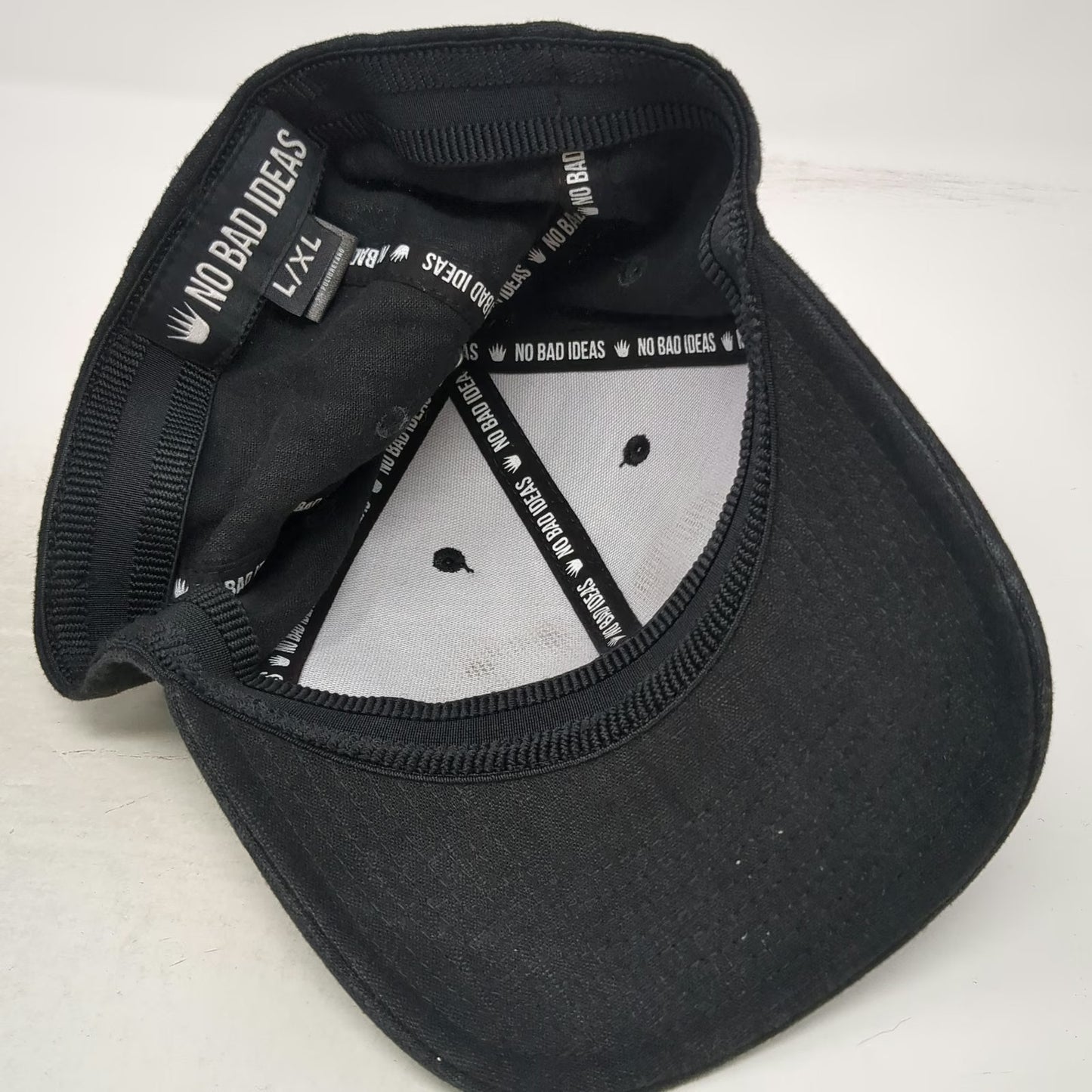 No Bad Ideas Baseball Cap Black XL Team Groom Embroidery Linen Blend Fitted Hat