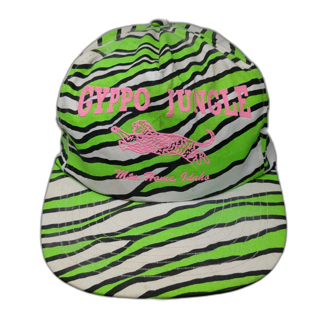 Mohr's 5 Panel Green Zebra Hat One Size Snapback Pink Gyppo Jungle Idaho