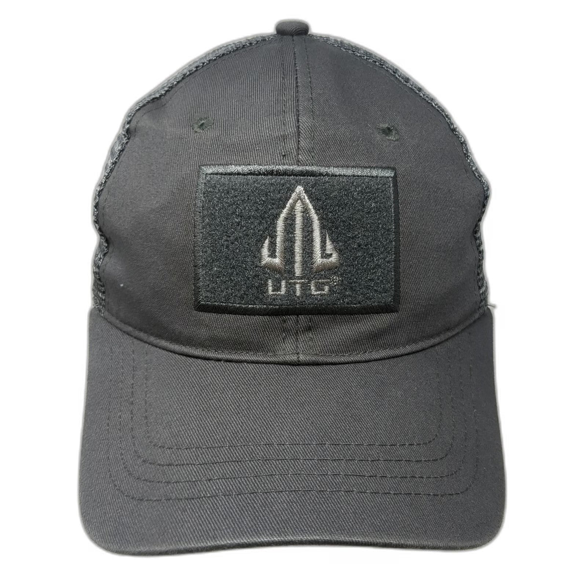 UTG Baseball Cap Gray One Size Mesh Back Tactical Logo Patch Strapback Hat