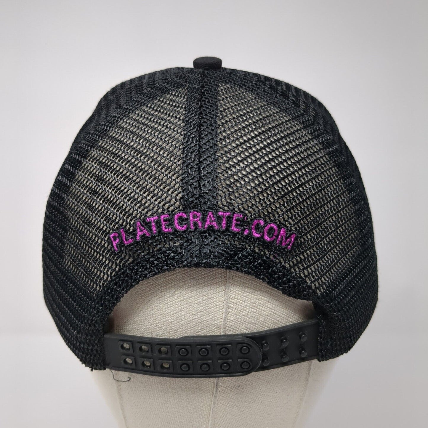 Plate Crate Snapback Mesh Back Trucker Hat Black One Size Embroidered
