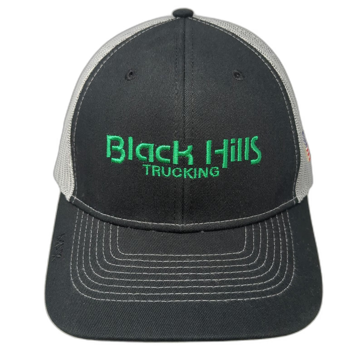 Max Trucker Hat Black One Size Mesh Snapback USA Flag Black Hills Trucking Hat