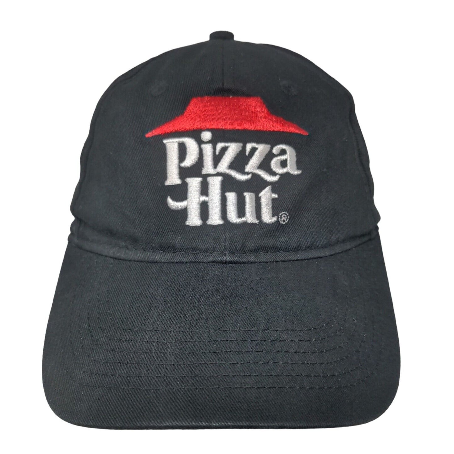 Pizza Hut Strapback Hat Black OSFA Adjustable Embroidered Employee Crew Cap