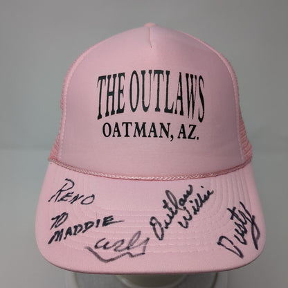 The Outlaws Oatman AZ Snapback Trucker Hat Pink OS Adjustable Mesh Back Rope