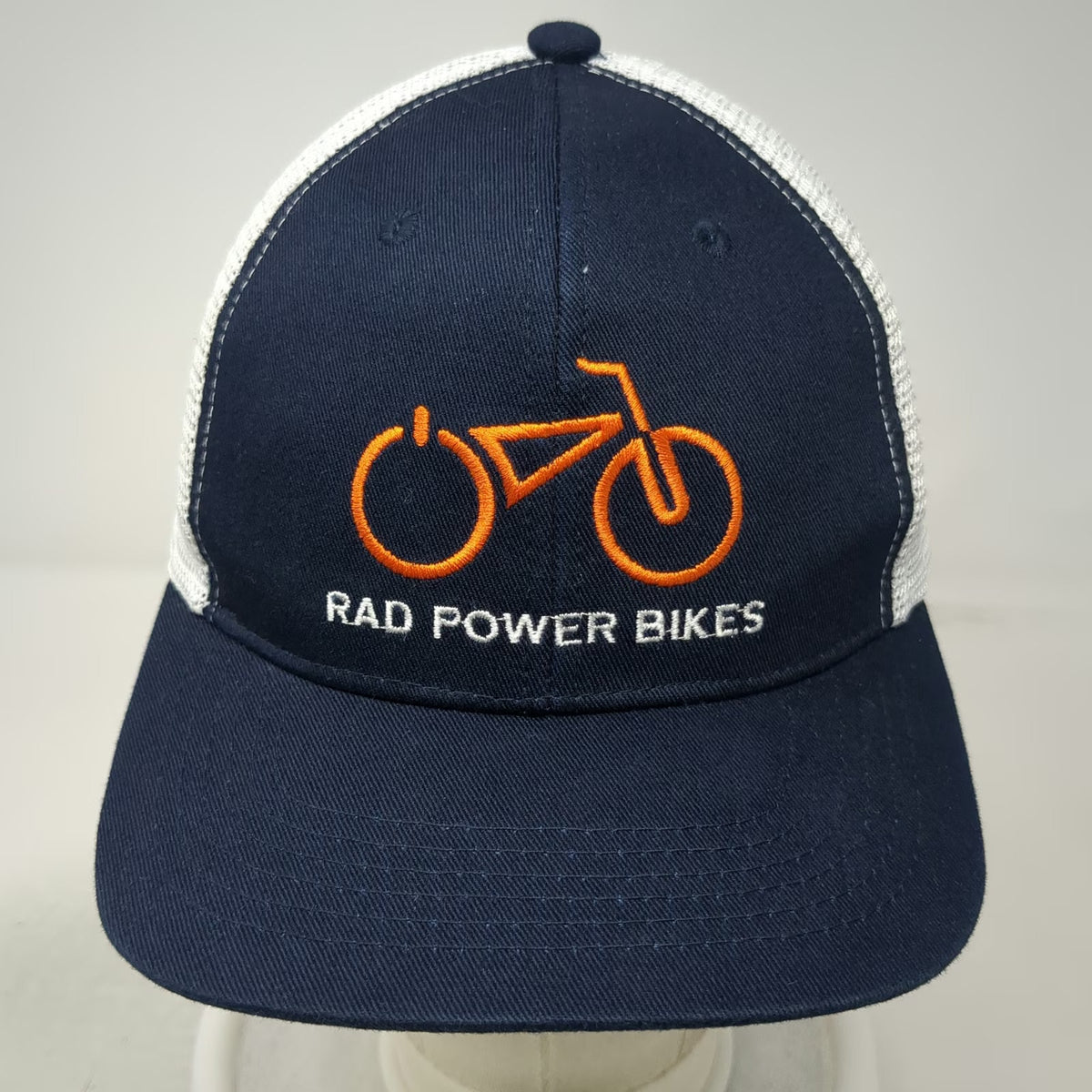 Rad Power Bikes Trucker Hat Blue Orange White One Size Mesh Back Snapback Brim