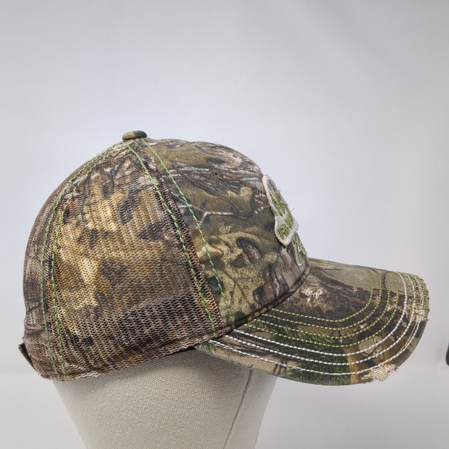 Realtree Strapback Trucker Hat Camouflage OS Adjustable Mesh Back Distressed