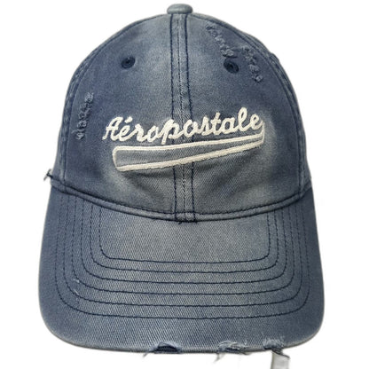 Aeropostale Baseball Cap Blue M Fitted Distressed Embroidered Logo Hat