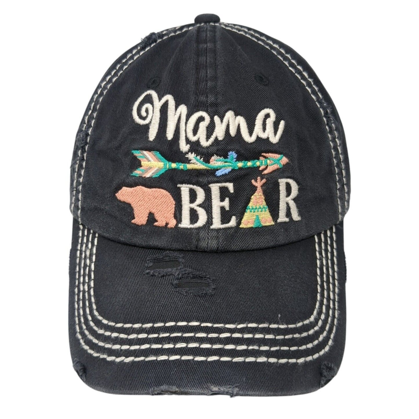 Mama Bear Strapback Hat Blue One Size Adjustable Distressed KB ETHOS Vintage